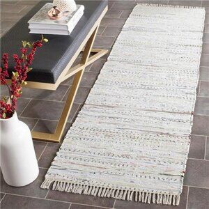 Runner Rug - 2'3" x 6', Ivory & Multi, Handmade Boho Stripe Cotton
